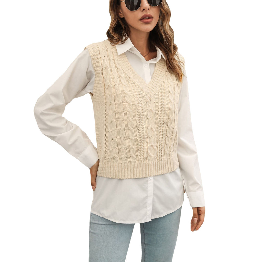 StillSerene™ Sweater Vest Women - White & Black sweater vest.