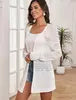 StillSerene™ Women's Autumn Cardigan - Lightweight Crochet in white & black.