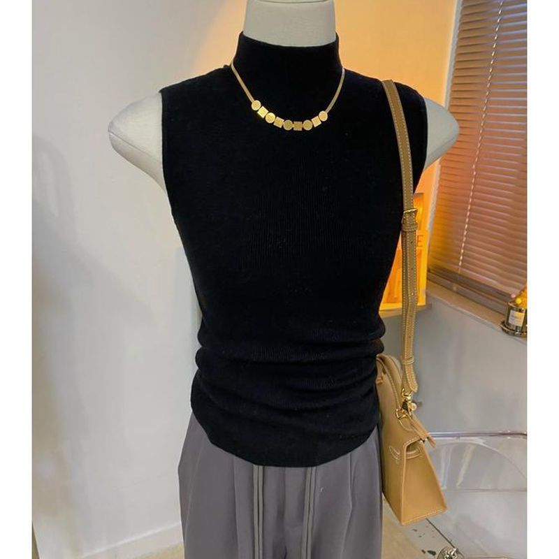 StillSerene™ Sweater vest for women comes in white, black pink & khaki beige. Turtleneck sweater vest