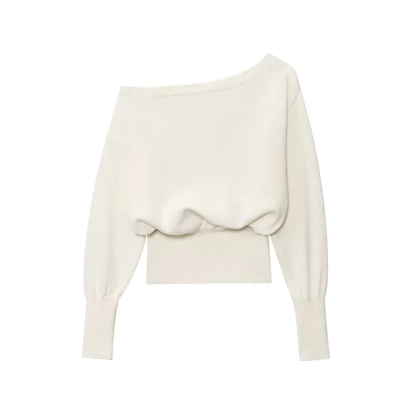 StillSerene™ Off Shoulder sweater in beige - perfect for Autumn.