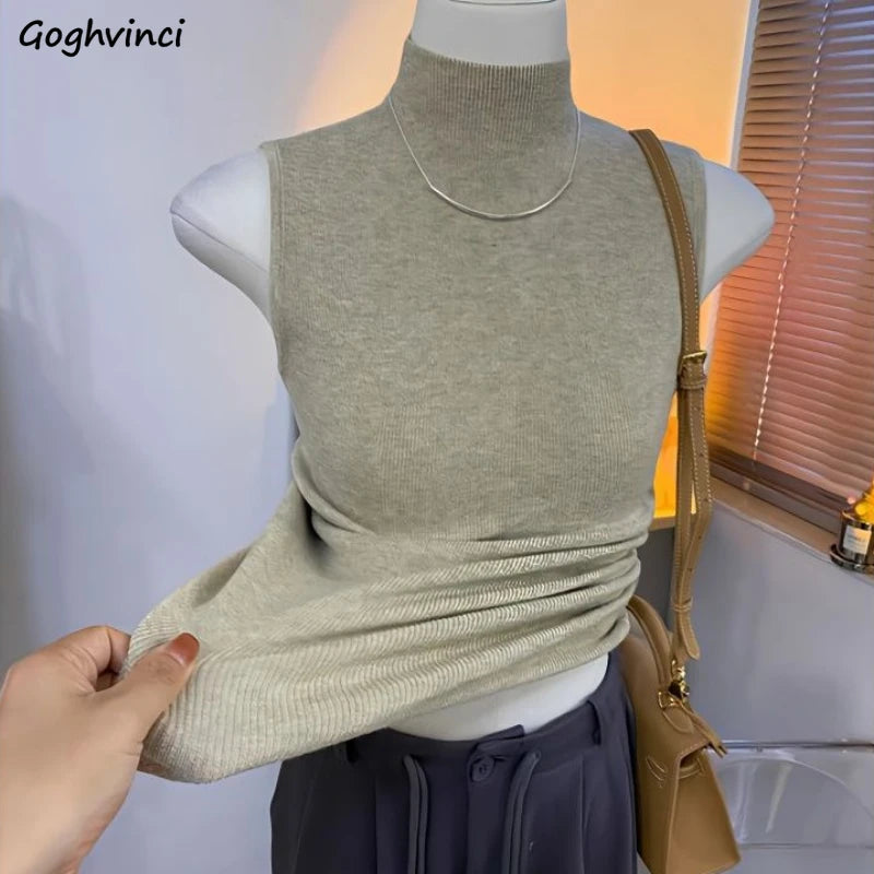StillSerene™ Sweater vest for women comes in white, black pink & khaki beige. Turtleneck sweater vest